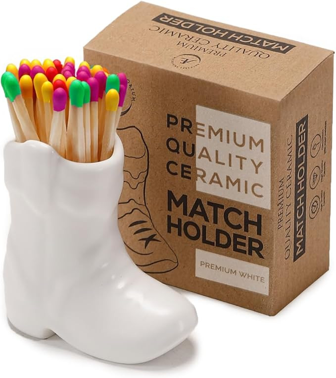 AetheresEmporium Ceramic Cowboy Boot Match Holder with Striker - 4 Inch Portable Vintage Match Ho... | Amazon (US)
