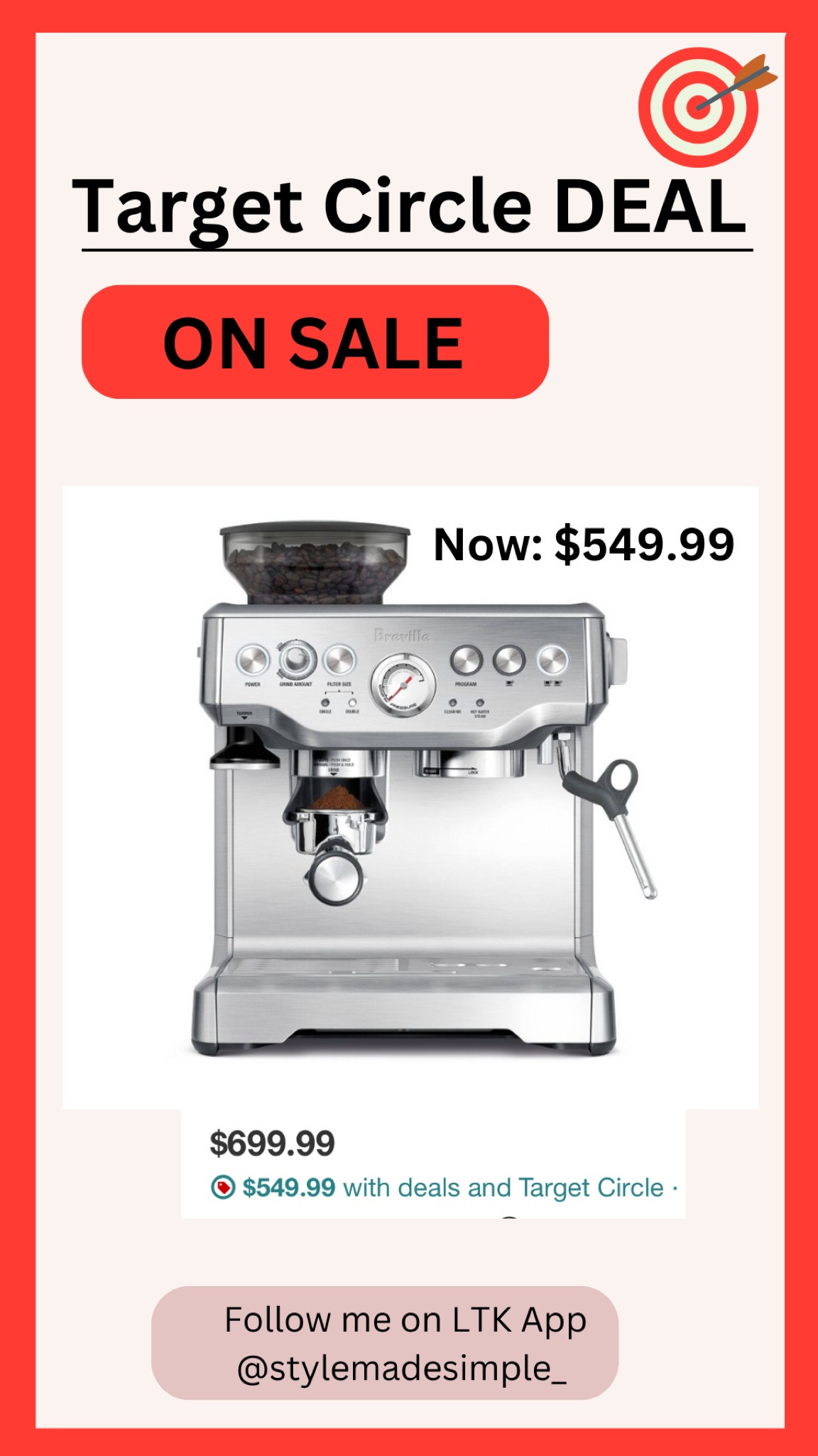Breville Stainless Steel Barista Express Espresso Machine Light Silver , target circle deals #target #espressomachine #targetcircle 

#LTKSaleAlert #LTKSummerSales #LTKHome