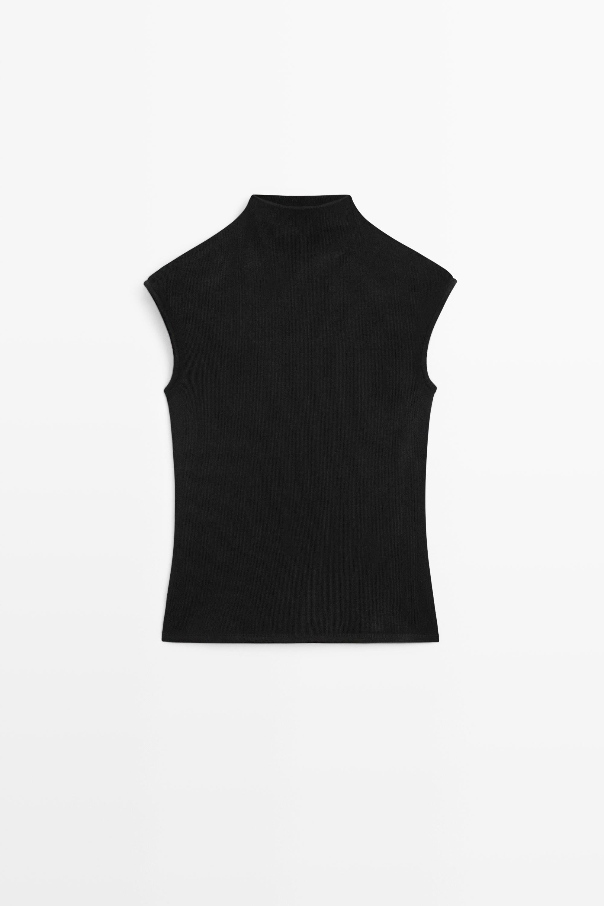 Funnel neck knit top | Massimo Dutti UK