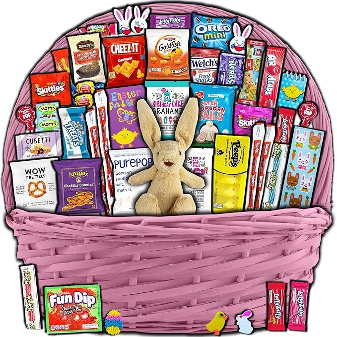 Pink Easter Basket for Kids and Adults (45ct) - Already Filled Easter Gift Basket with Plush East... | Amazon (US)