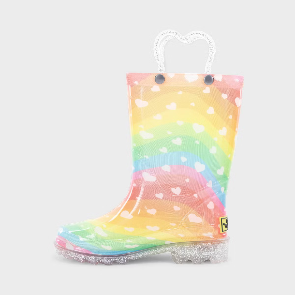 Western Chief Toddler Heart Waves Rain Boots - 8T: Glitter Light-Up, Waterproof, Pull-On | Target