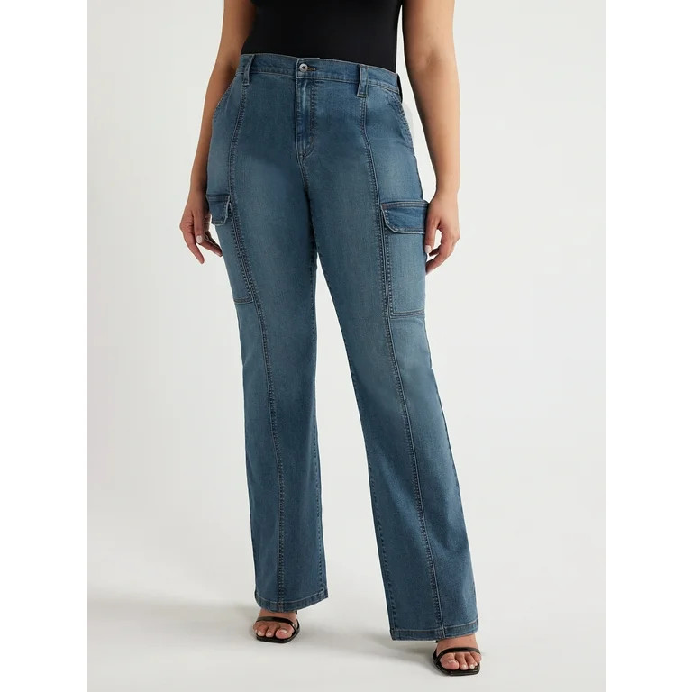 Sofia Jeans Women's Plus Size Marisol Bootcut Mid Rise Cargo Jeans, 31.5" Inseam, Sizes 14W-28W | Walmart (US)