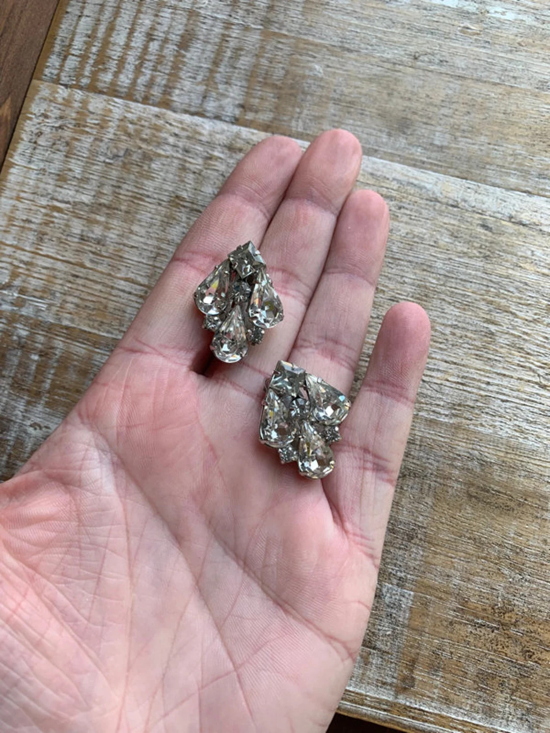 Vintage Weiss Rhinestone Clip on Earrings Rhinestone Earrings Cluster Rhinestone Vintage Earrings... | Etsy (US)