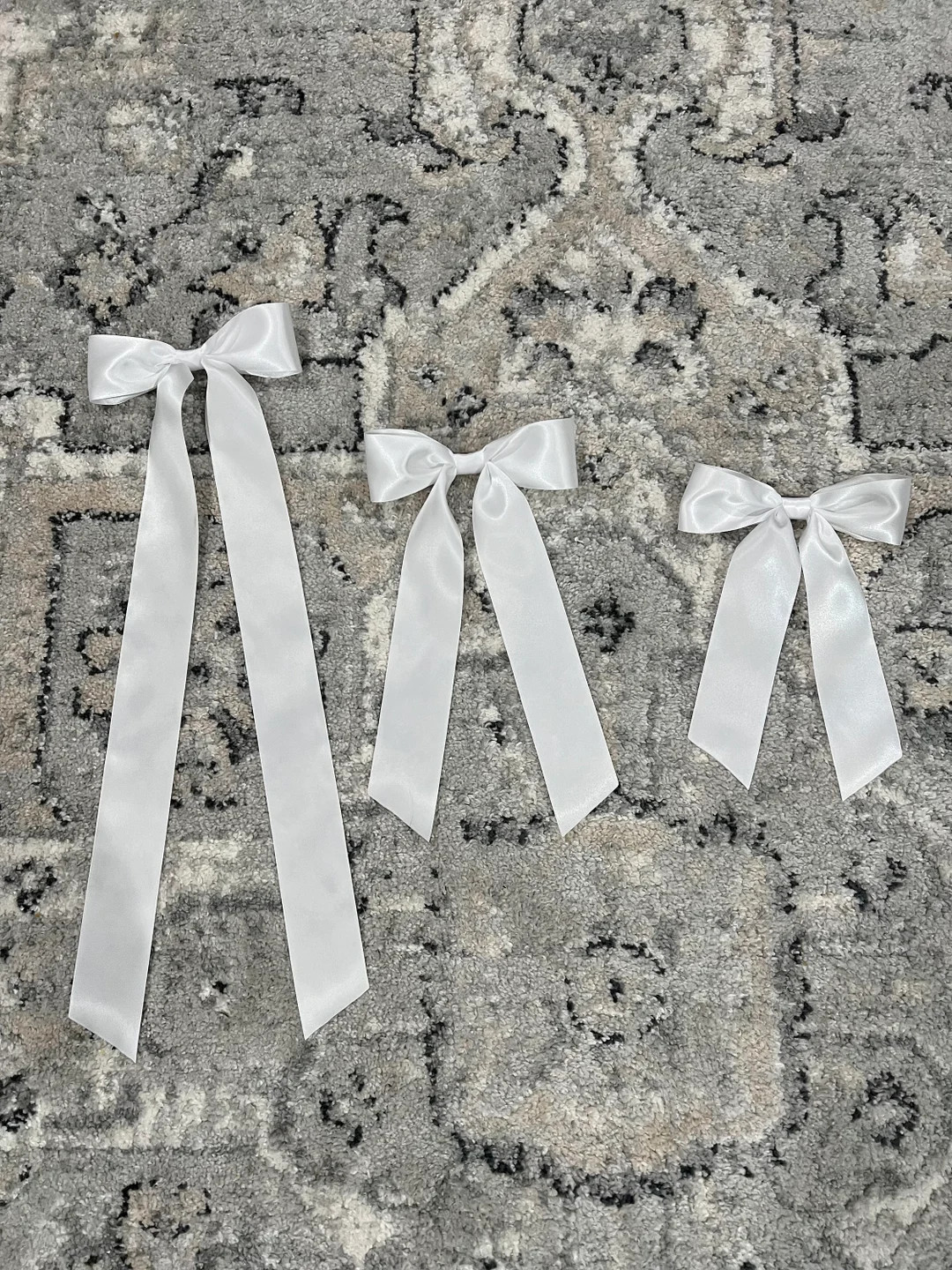 White Satin Hair Bow Long Tail French Barrette, Hair Clip, Bridal Hair Accessory | Grace & Grande... | Etsy (US)