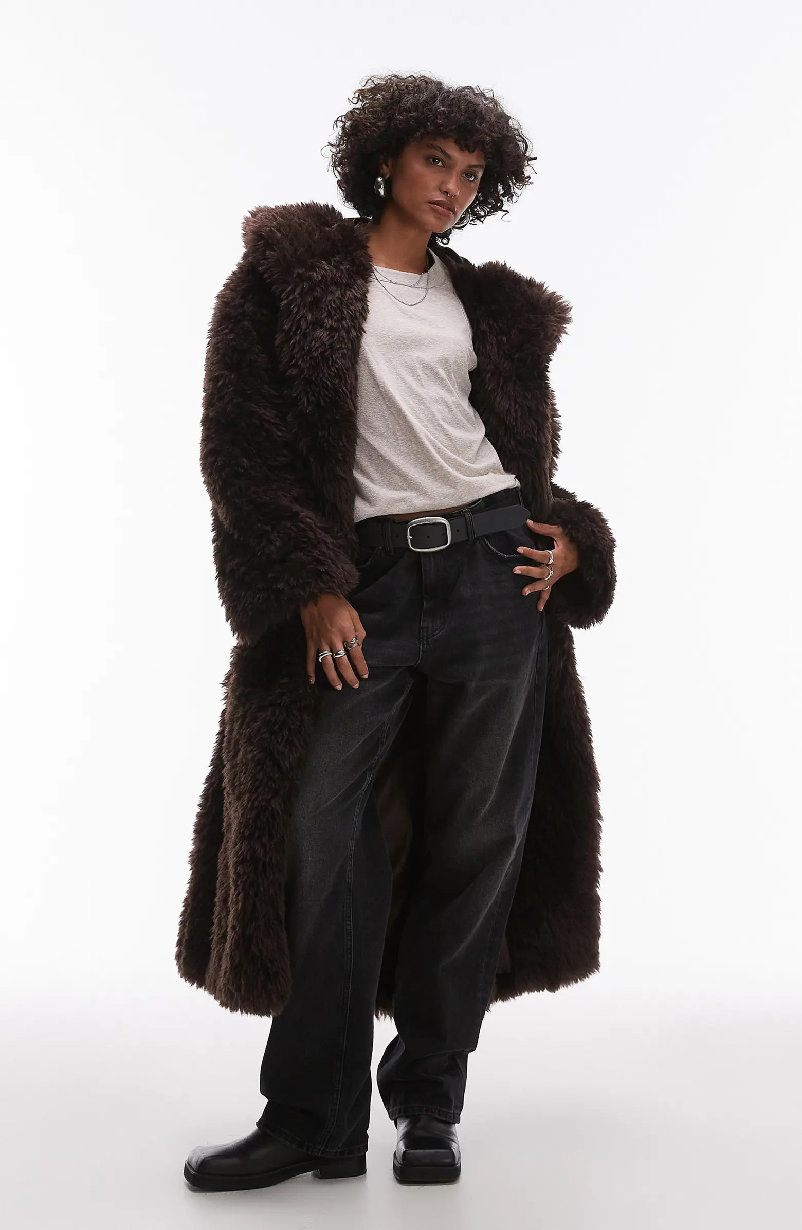 Faux Fur Hooded Long Coat | Nordstrom