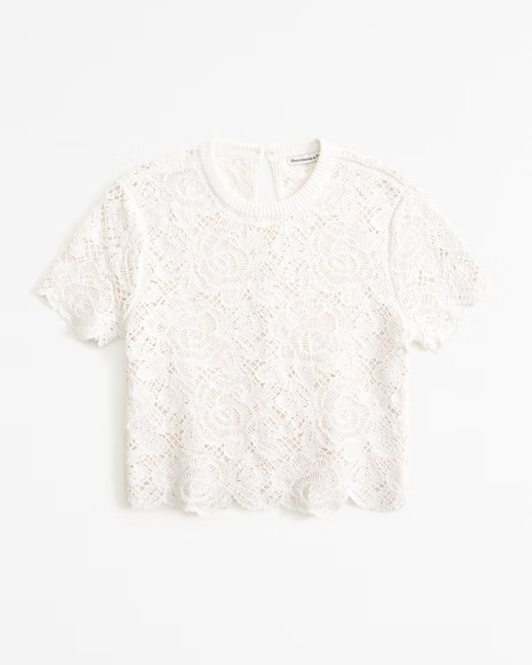 Crochet-Style Lacy Tee | Abercrombie & Fitch (US)