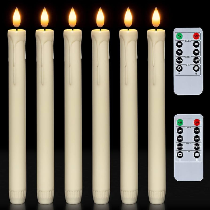 Homemory 6 Pcs Flameless Taper Candles with Remote, Timer, Dimmer, Ivory Battery Operated CandleS... | Amazon (US)