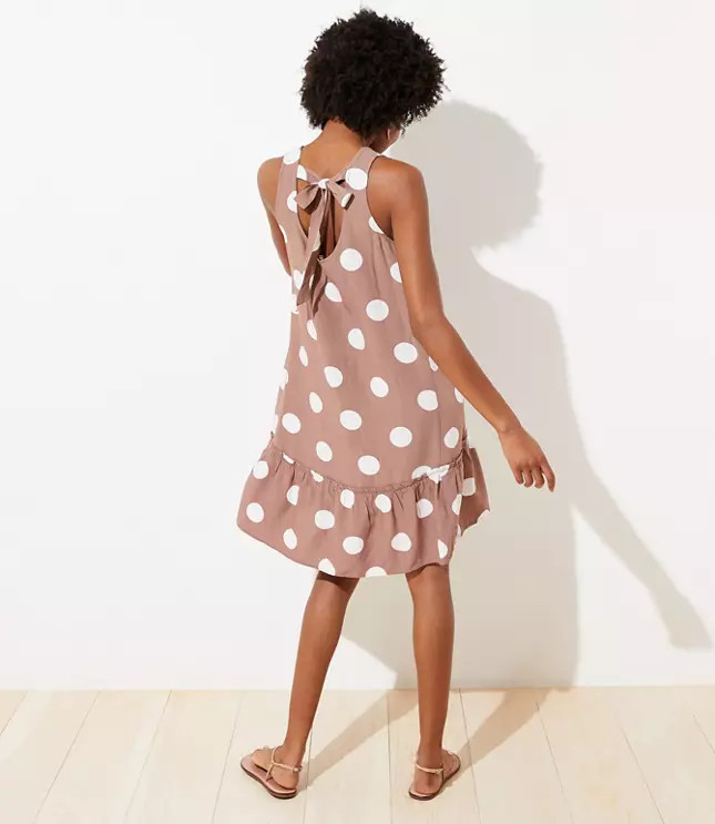 Polka Dot Tie Back Swing Dress | LOFT