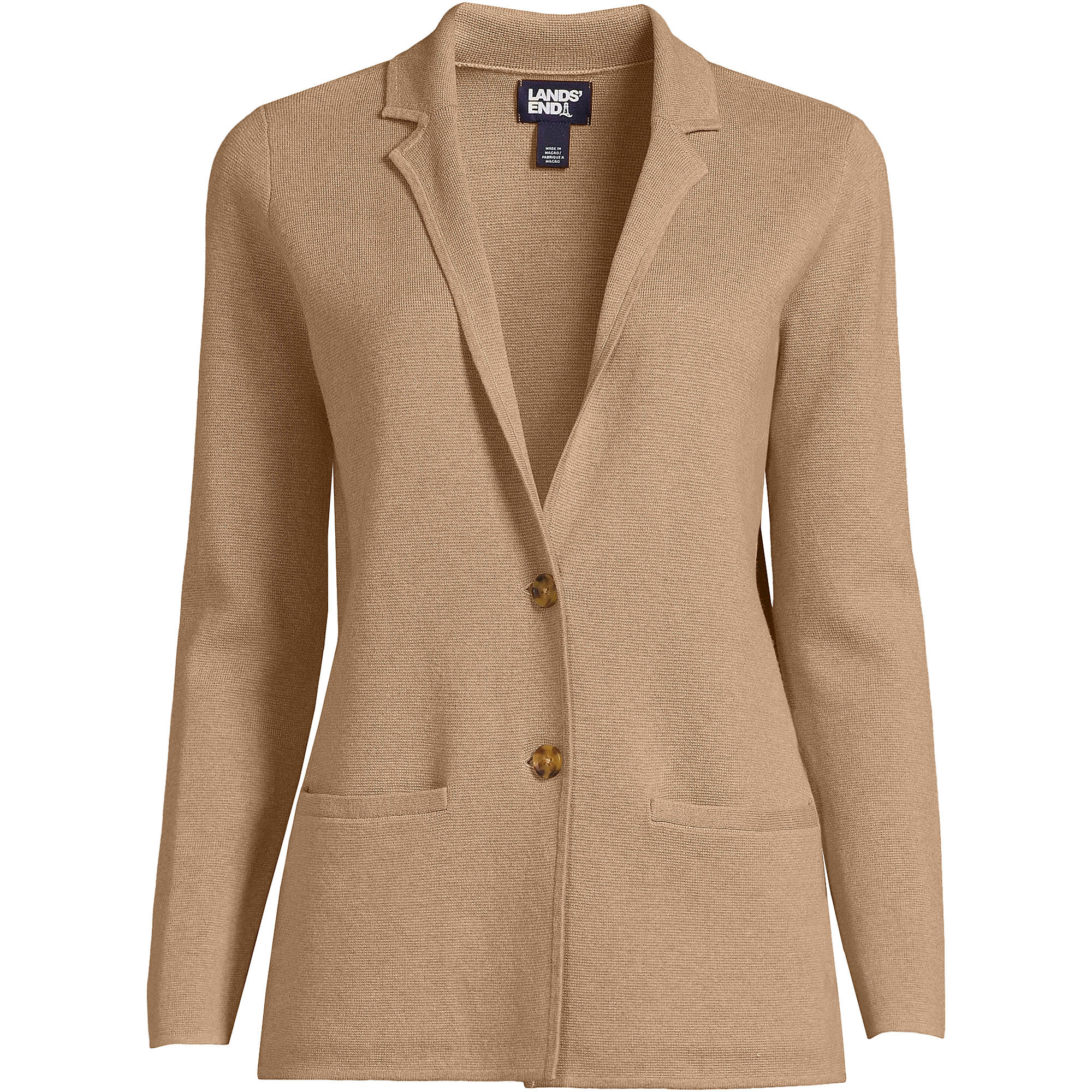 Women's Fine Gauge Cotton Button Front Blazer Sweater | Lands' End (US)