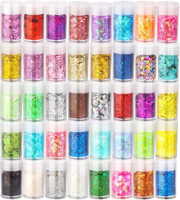 Holographic Chunky Glitter, Chunky and Fine Mix Sequins, Set of 40 Colors Festival, Iridescent Gl... | Amazon (US)