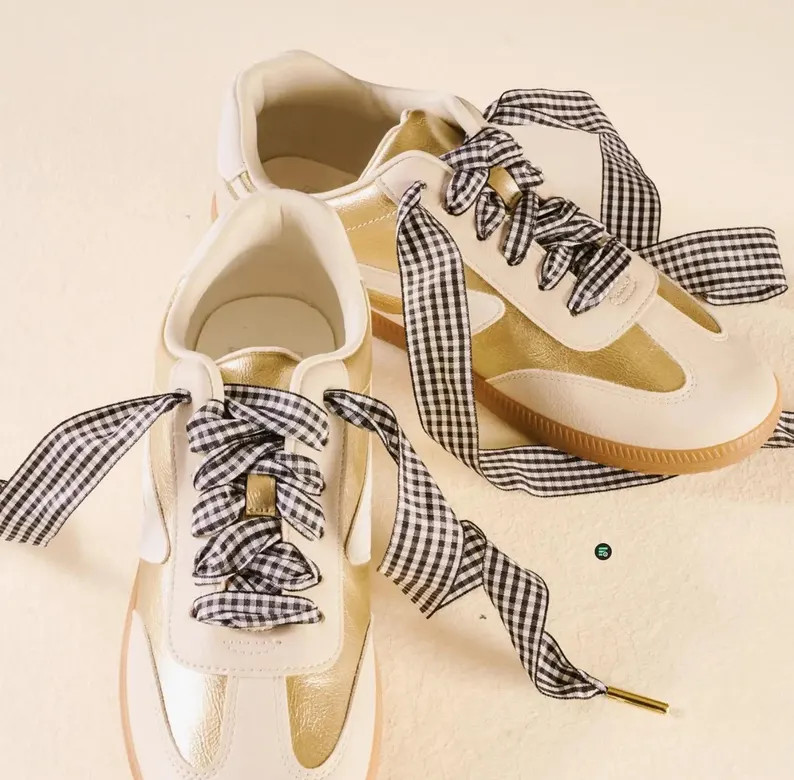 Black & White Gingham Shoelace - Etsy | Etsy (Global)