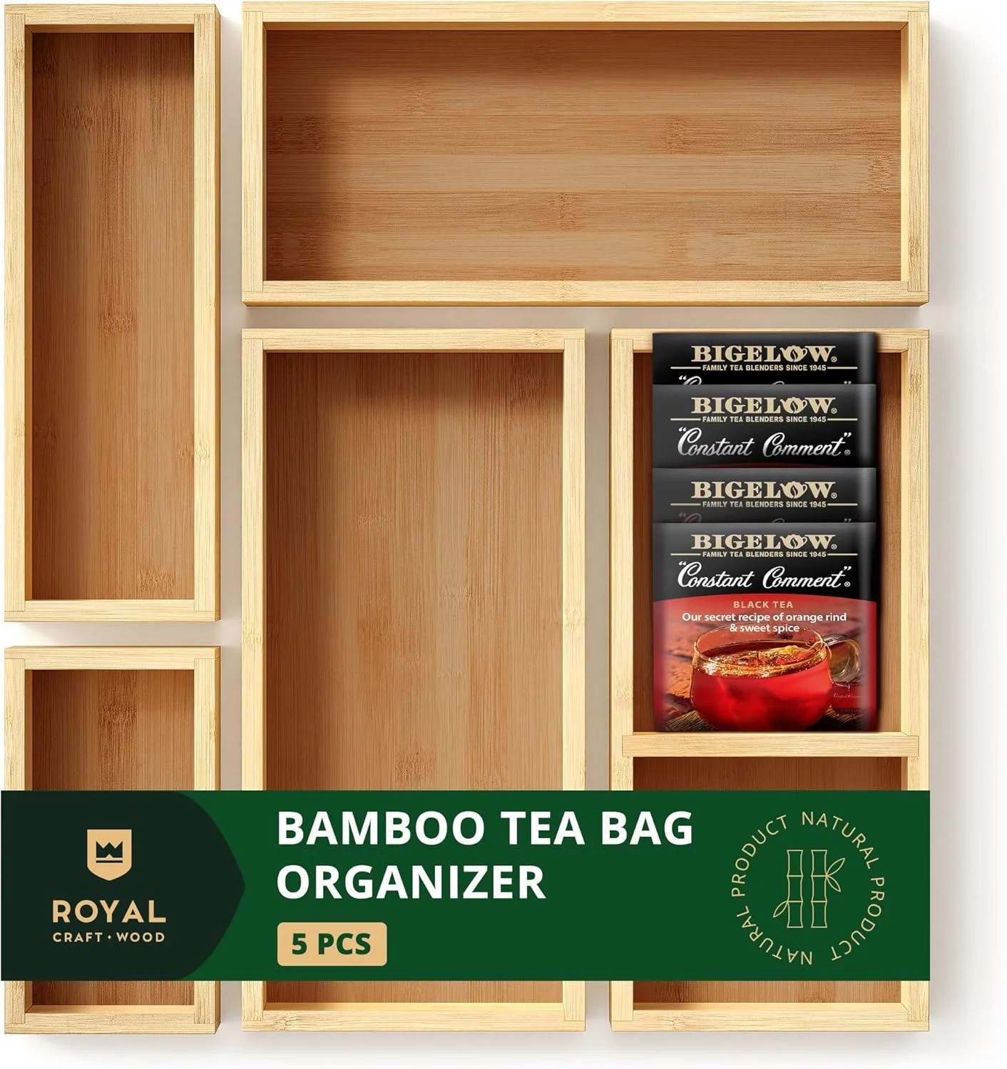 Royal Craft Wood Bamboo Drawer Organizer Set - Ultimate Office, Kitchen, Desk, Makeup Organizer -... | Walmart (US)