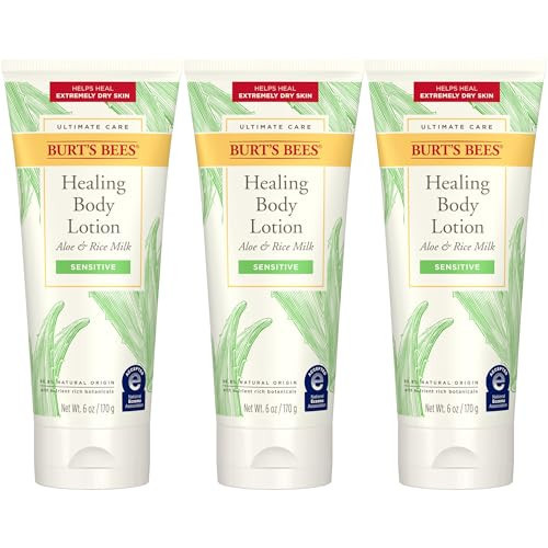 Burt's Bees Ultimate Care Healing Body Lotion with Aloe and Rice Milk for Sensitive Skin, 98.8% Natural Origin, 6 Ounces | Amazon (US)