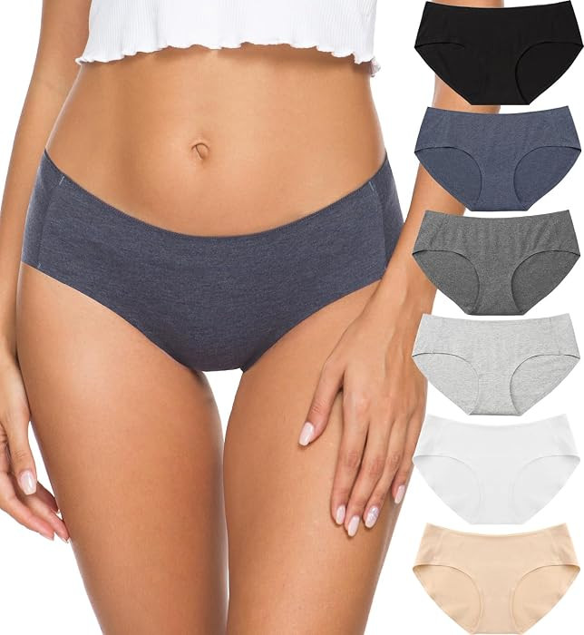 Altheanray Womens Underwear Cotton Underwear for Women Seamless Hipster Bikini Briefs Panties 6 P... | Amazon (US)