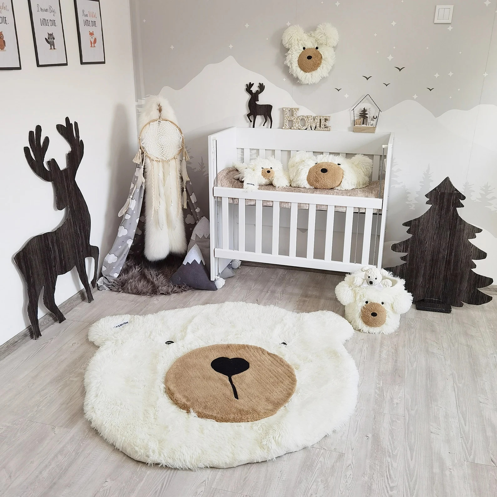 Personalized Fluffy Bear Rug for Baby Room Cute Woodland Nursery Decor, Adventure Theme Baby Boy ... | Etsy (US)