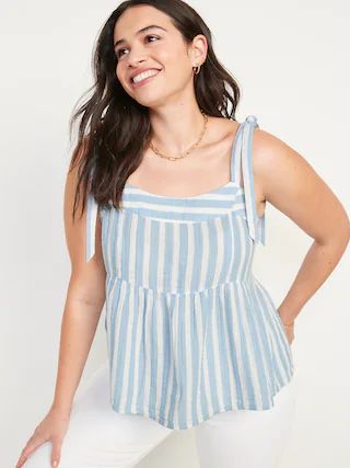 Tie-Shoulder Striped Smocked Babydoll Cami Swing Blouse for Women | Old Navy (US)