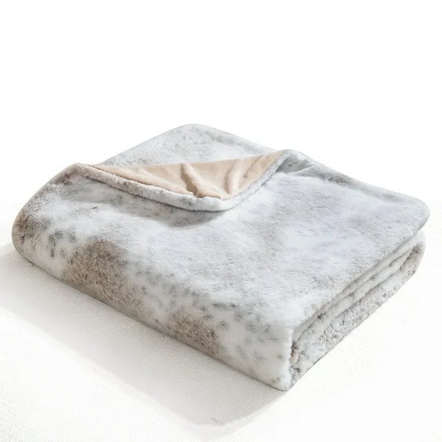 Better Homes & Gardens Polyester Faux Fur Reverse to Mink Throw, Snow Leopard, 50" x 60" | Walmart (US)