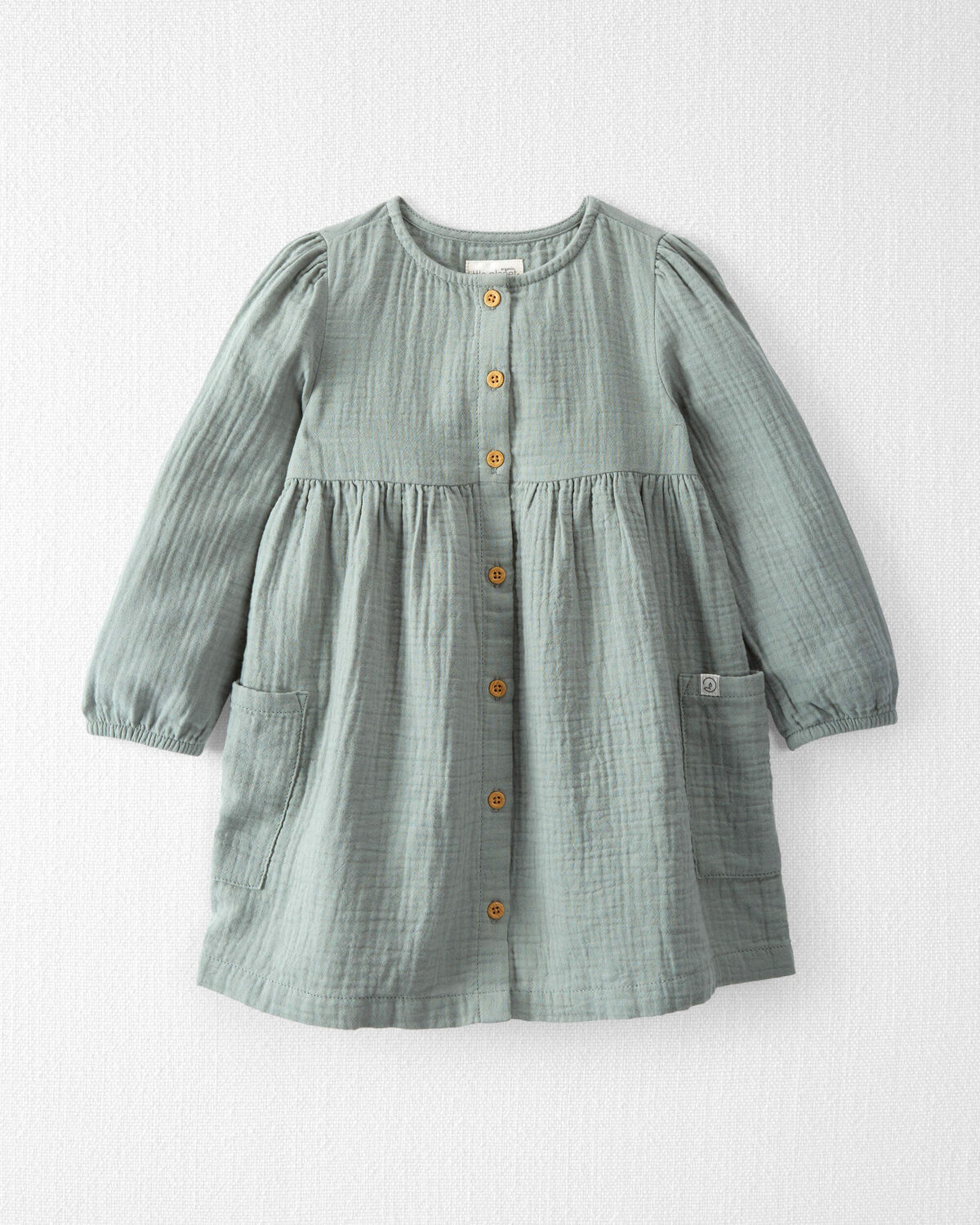 Toddler Organic Cotton Gauze Button-Front Dress in Sage Pond - Little Planet | Carter's | Carter's Inc