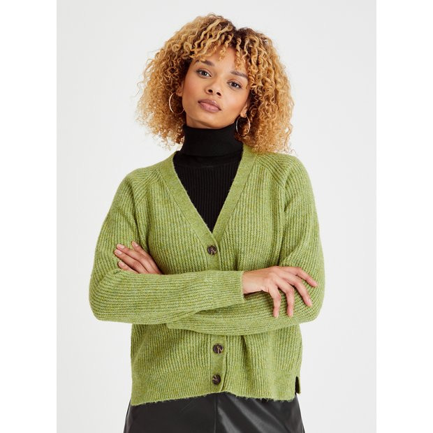 Buy Green Ribbed Merino Wool Cardigan  24 | Cardigans | Tu | Tu Clothing