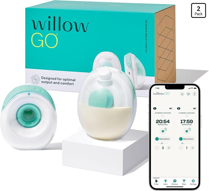 Willow Go Wearable Breast Pump, Hands Free Double Electric Breast Pump, Wireless In-Bra Design wi... | Amazon (US)