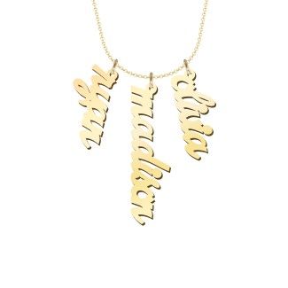 Personalized Vertical 3 Names Necklace in Emeril Font | Jewlr