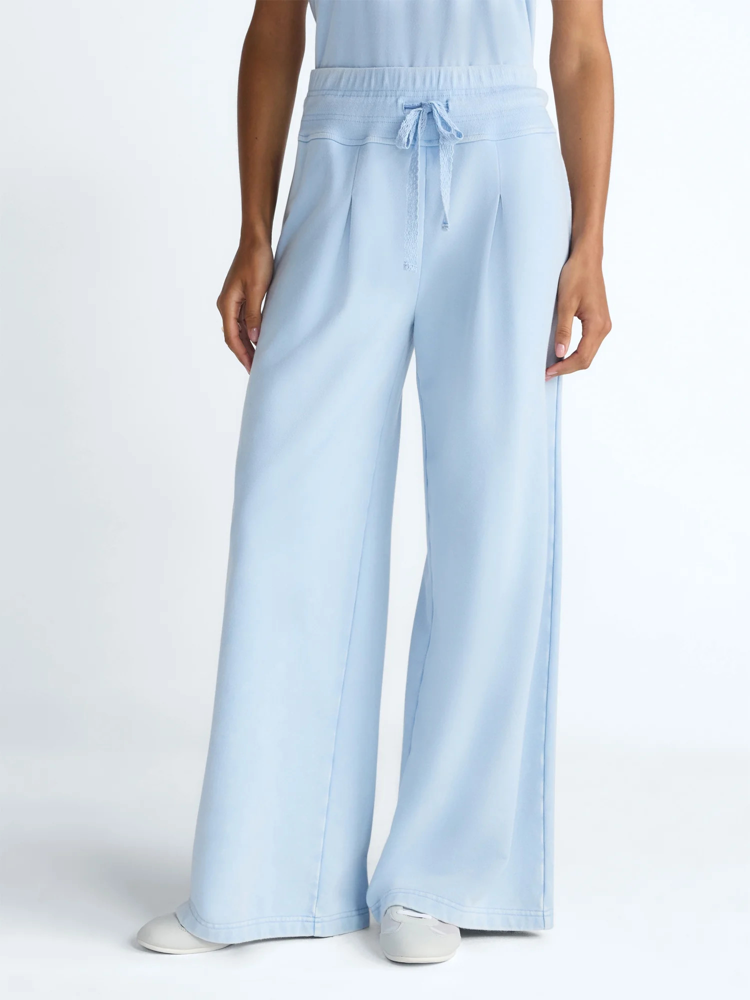 Scoop Women's Pleated Wide-Leg Sweatpants, 29'' Inseam, Sizes XS-XXL | Walmart (US)
