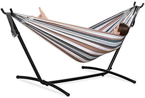 PNAEUT Double Hammock with Space Saving Steel Stand 2 Person Heavy Duty Outside Garden Yard Outdo... | Amazon (US)