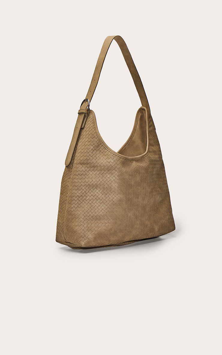 Olive Faux Suede Woven Shoulder Bag | PrettyLittleThing US