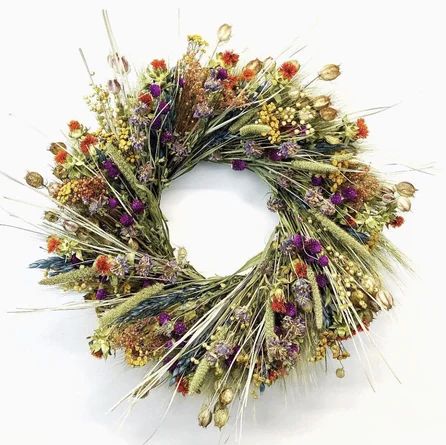 Primrue Dried Happy Garden Floral Wreath | Wayfair North America