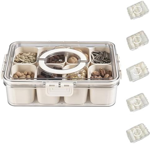 Bandesun Divided Serving Tray with Lid and Handle - Snackle Box Charcuterie Container for Portabl... | Amazon (US)