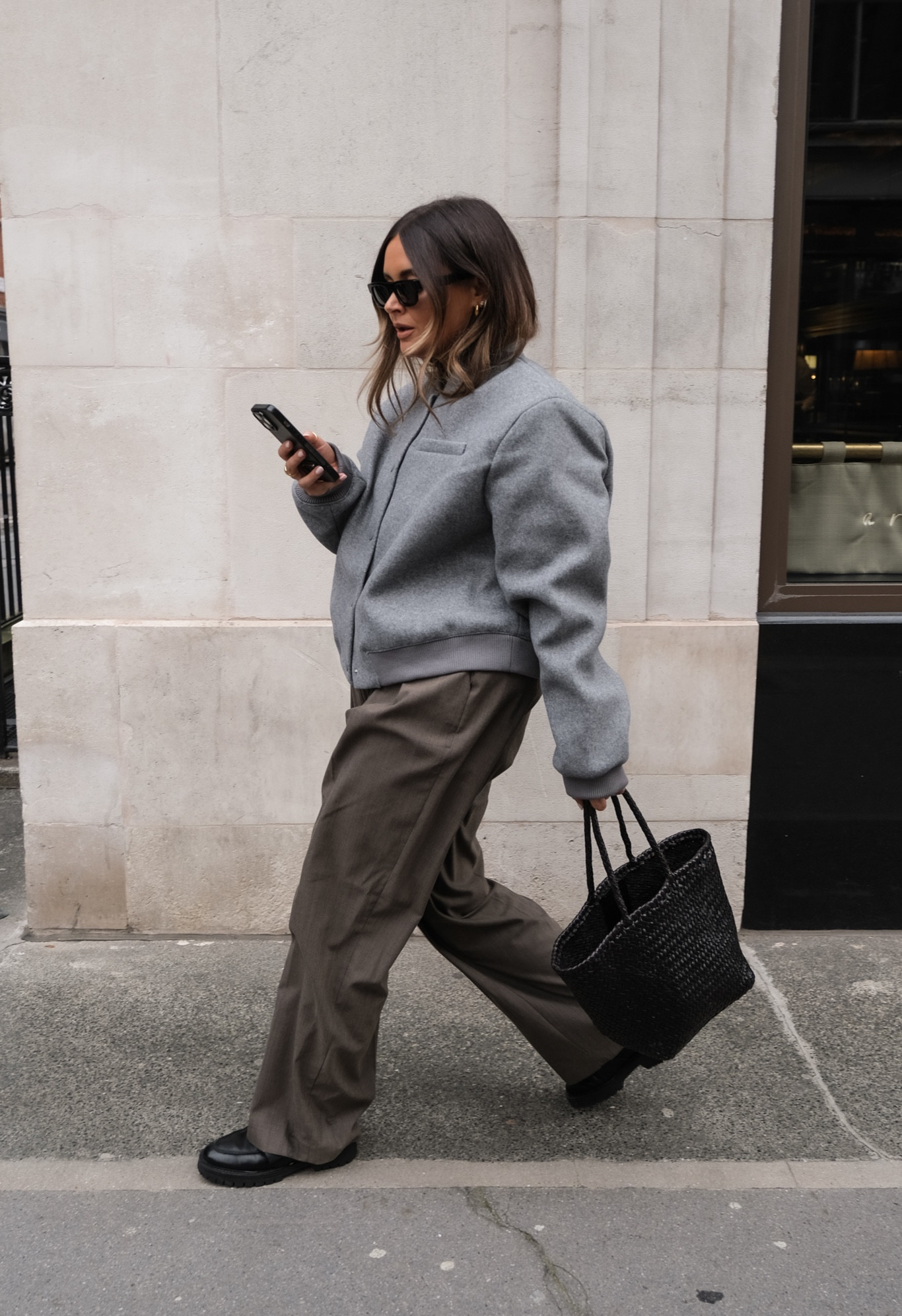 H&m, Mint velvet, Farfetch, Dragon diffusion, Flattered, Anine bing, 24s, transitional outfit, transitional style, autumn outfit, autumn fashion, cropped bomber jacket, grey bomber jacket, wide leg trousers, brown trousers, black loafers, woven bag, woven tote bag, autumn outfit ideas, street style, style inspiration 

#LTKstyletip #LTKSeasonal #LTKeurope