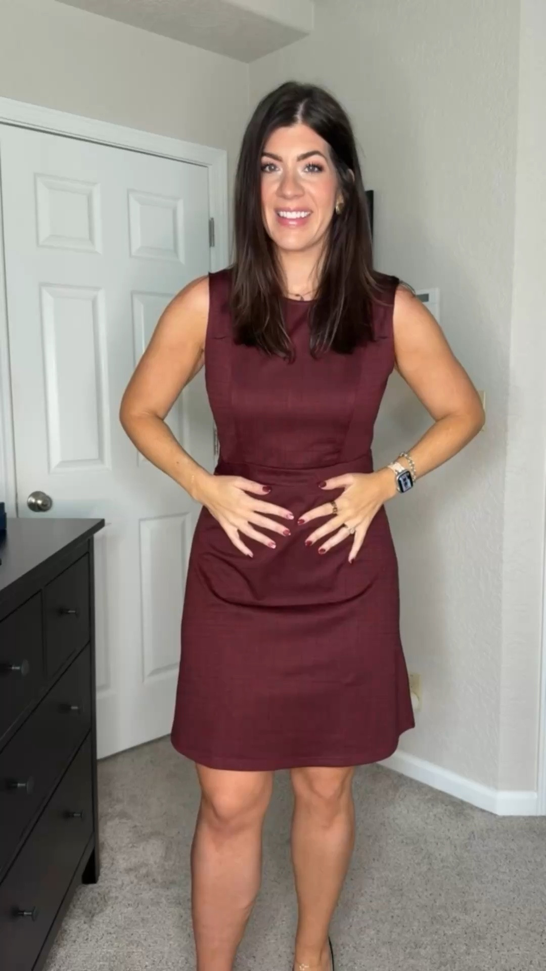 In a large plaid sheath 
Under $50 workwear, midsize workwear, office outfit, business casual outfits, chic office looks, professional style, midsize fashion inspo, everyday work outfits, office outfit, affordable workwear, work to weekend looks, affordable workwear, work dress

#LTKSeasonal #LTKMidsize #LTKWorkwear