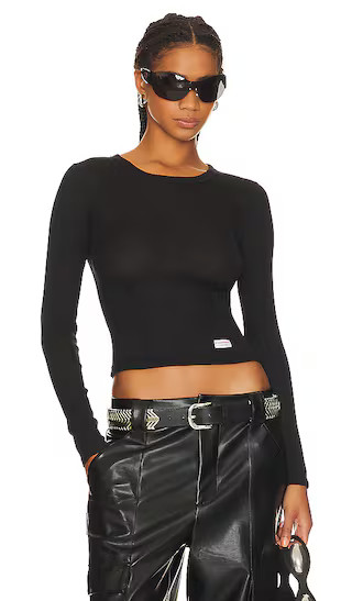 Long Sleeve Crewneck Tee in Black | Revolve Clothing (Global)