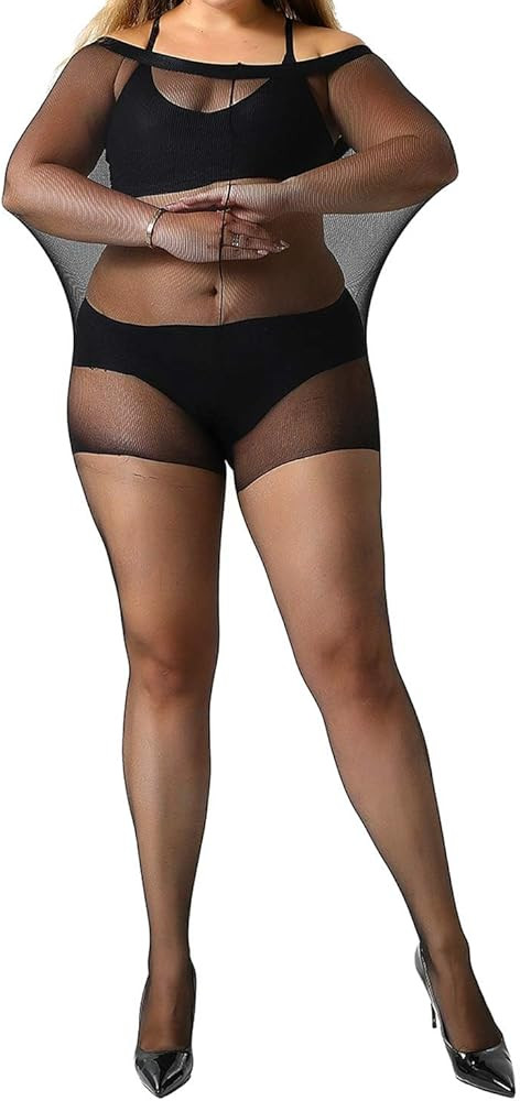 MANZI Women's 2 Pairs Plus Size Control Top Tights Ultra-Soft Panty Hose | Amazon (US)