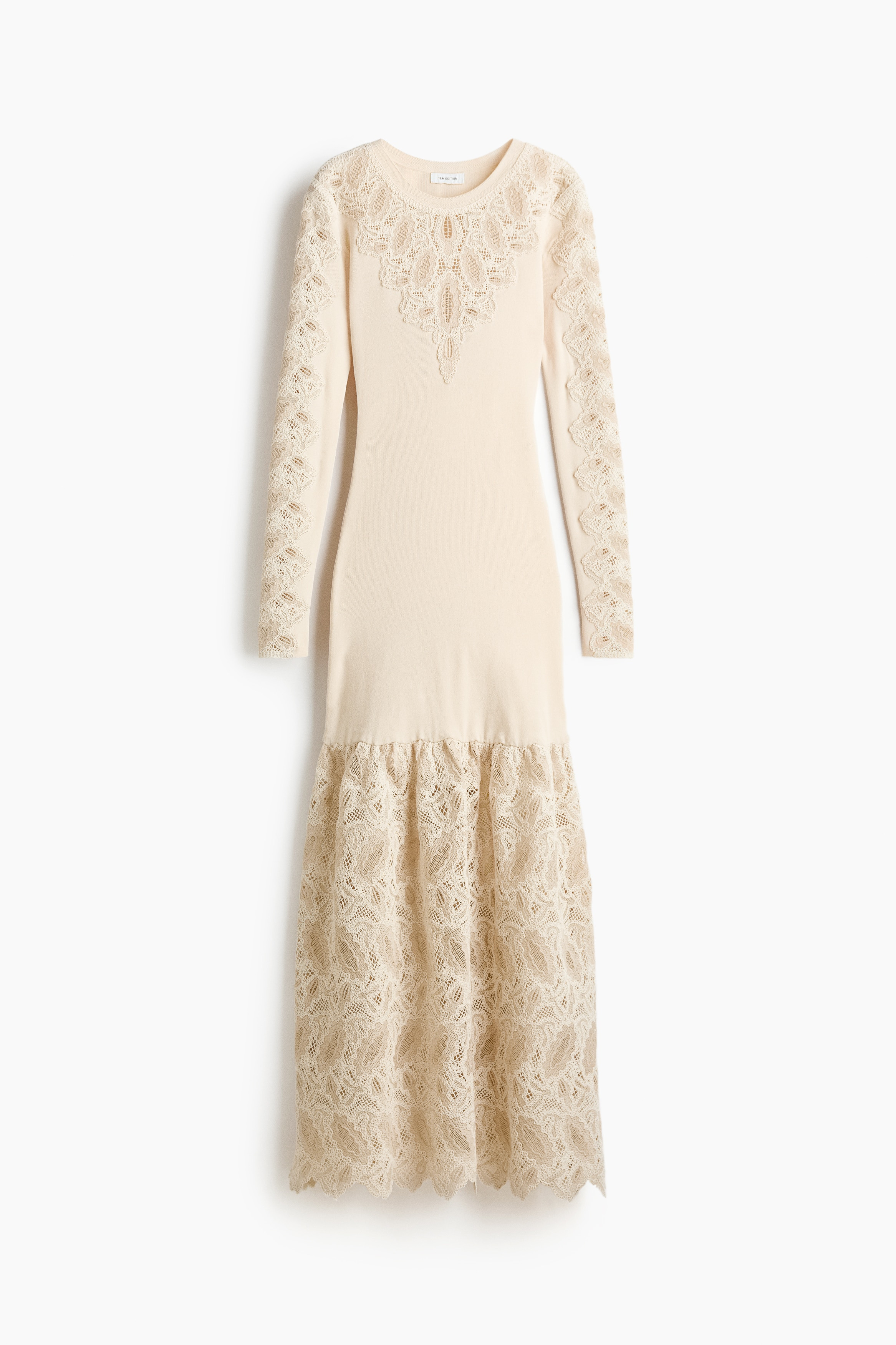 H & M - Ribbed Lace-Detail Dress - White | H&M (US + CA)
