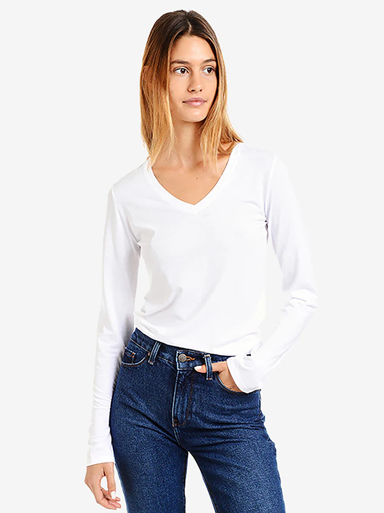 Women's Long Sleeve V-Neck Tee Marcy - Mott & Bow | Mott & Bow