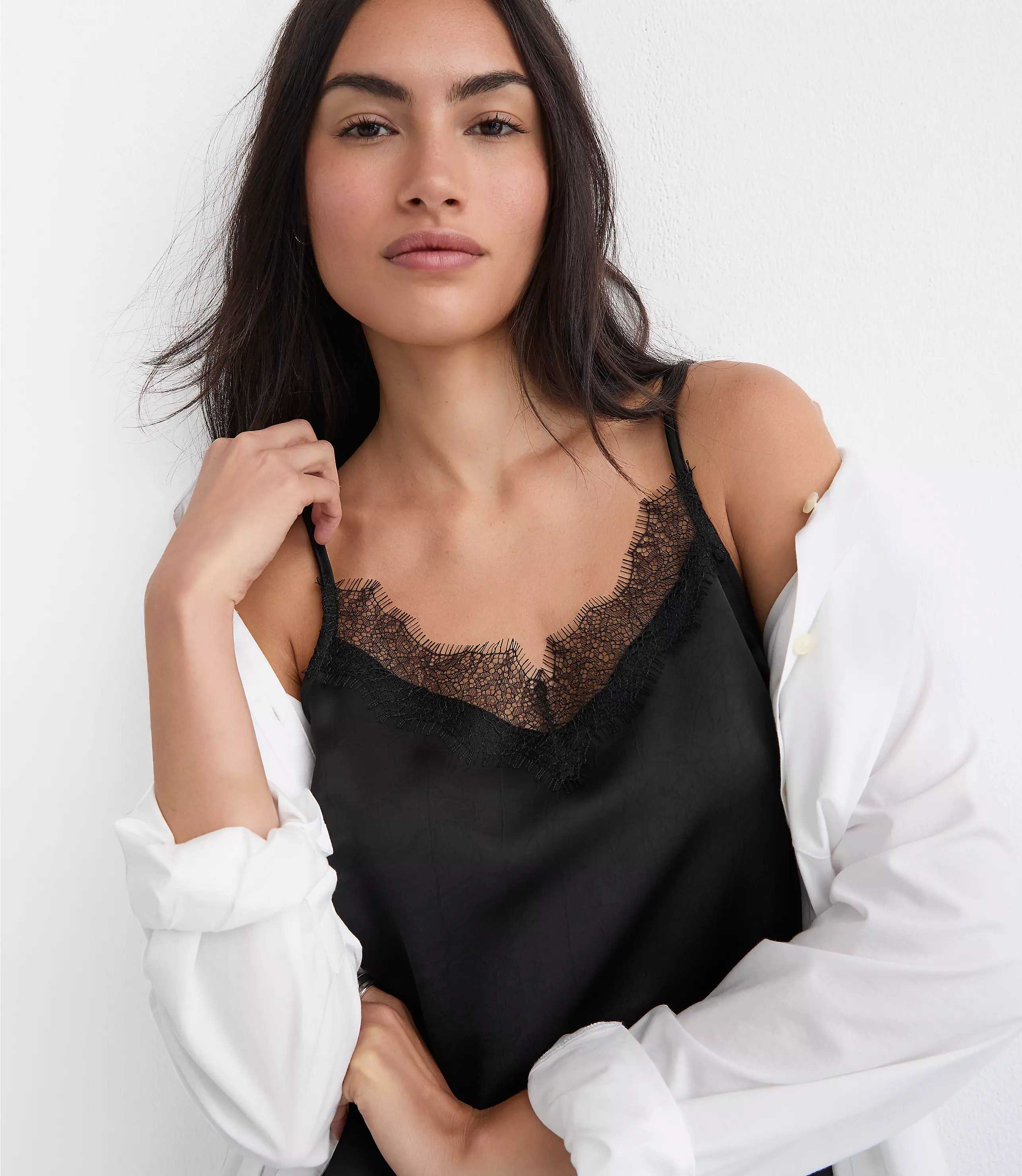 Lace Trim Satin Cami | LOFT