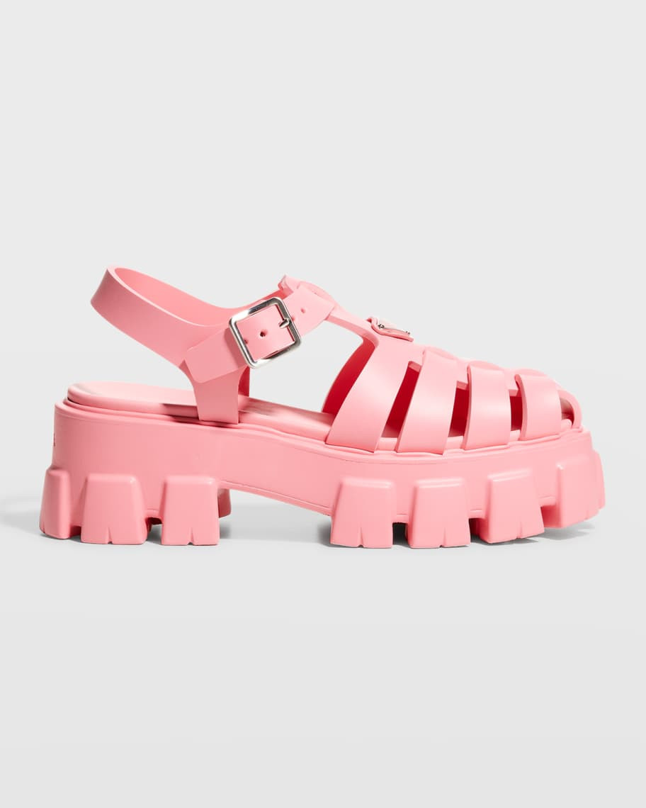 Prada Rubber Logo Chunky-Sole Fisherman Sandals | Neiman Marcus