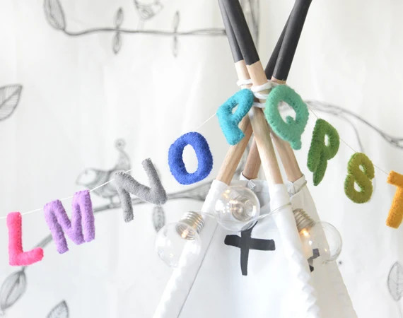 Rainbow ABC Garland. Alphabet Garland. Nursery Wall Decor. - Etsy | Etsy (US)