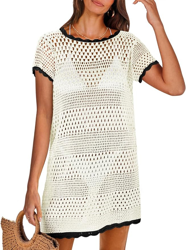 ANRABESS Swimsuit Cover Up for Women 2026 Crochet Bathing Suit Swimwear Mesh Knit Beach Dress Sum... | Amazon (US)