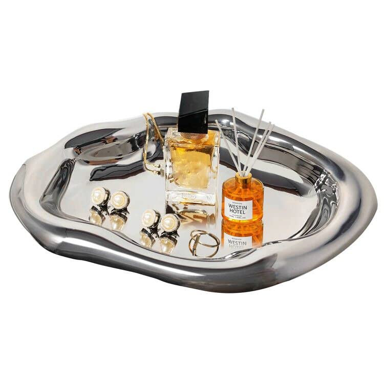 Modern Silver Jewelry Tray Ceramic Vanity Bathroom Trays Decorative Trays Trinket Organizer Home ... | Amazon (US)