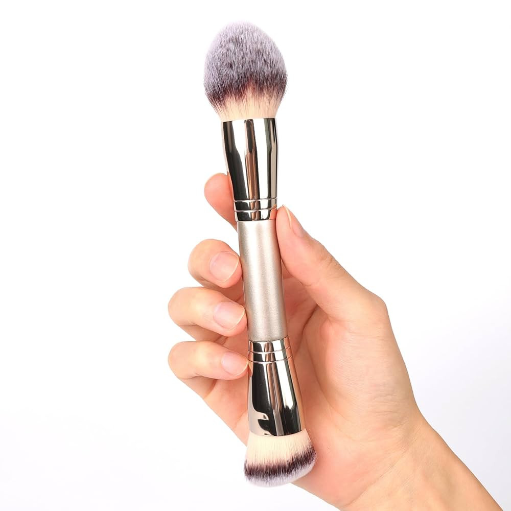 Dual-Ended Foundation Brush: Round & Angled Pro-Grade makeup brushes, 100% Vegan Synthetic Makeup... | Amazon (US)