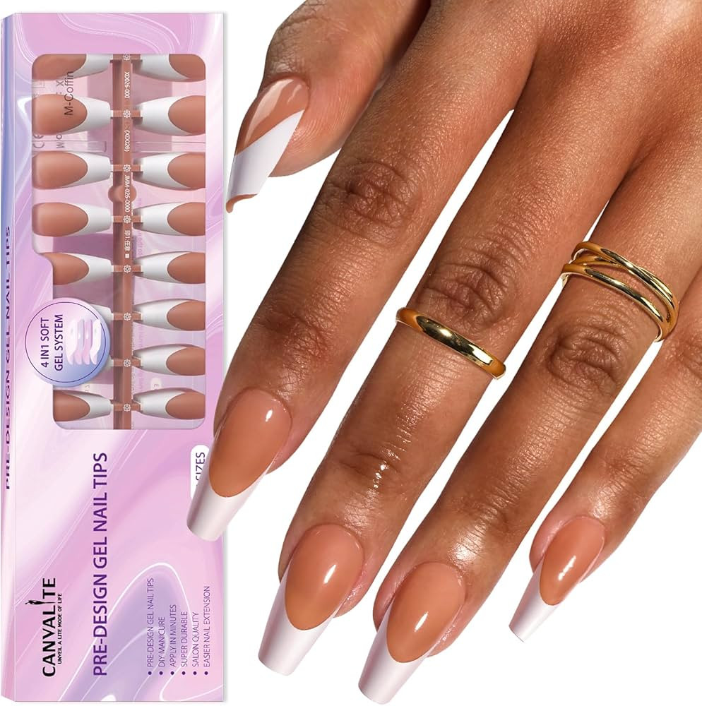 Canvalite French Tip Press on Nails Gel Nail Tips - 300Pcs Pre-Colored Quick and Easy Fake Nails ... | Amazon (US)