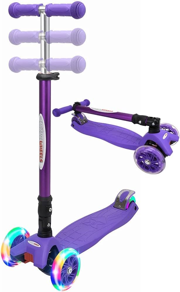 ChromeWheels Scooters for Kids, Deluxe Kick Scooter Foldable 4 Adjustable Height 132lbs Weight Li... | Amazon (US)
