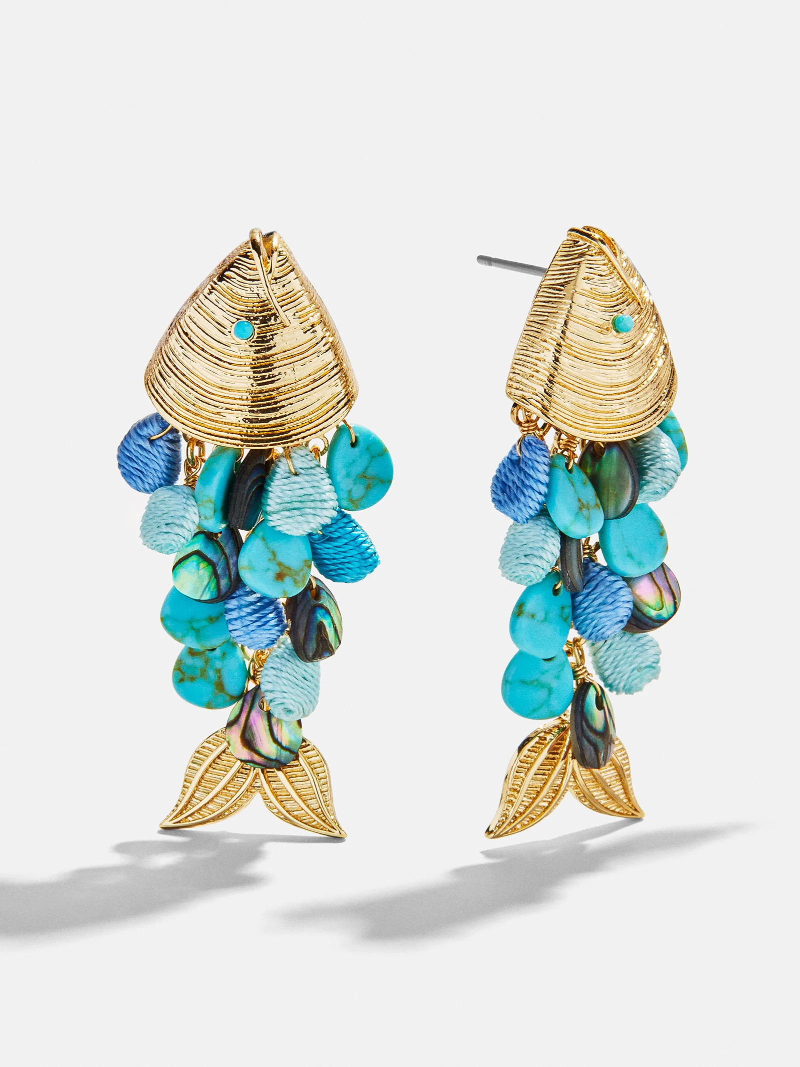 Ripple Effect Fish Earrings - Gold/Turquoise | BaubleBar