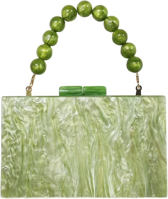 URAWOW Acrylic Evening Handbag Beads Bag for Women Graceful Shoulder Bag Satchel Marble Clutch Pu... | Amazon (US)