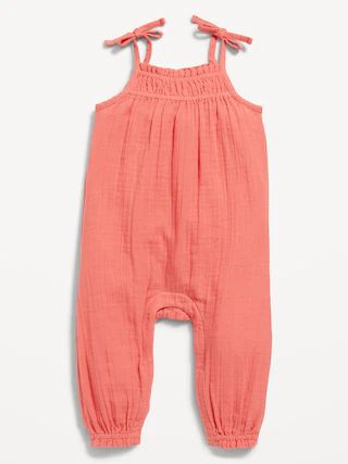 Sleeveless Tie-Knot Double-Weave Jumpsuit for Baby | Old Navy (US)