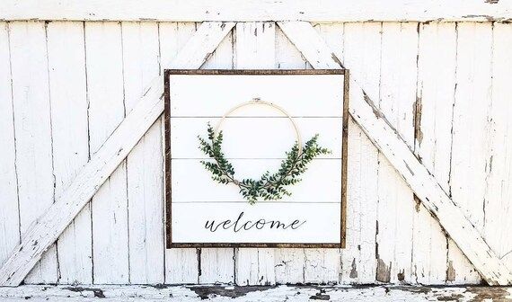 Welcome Farmhouse Sign | Shiplap Sign | Rustic Sign | Farmhouse Decor | Wreath Sign | Faux Shipla... | Etsy (US)