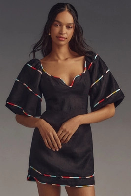 Farm Rio Colored Stripes Short-Sleeve Mini Dress | Anthropologie (US)