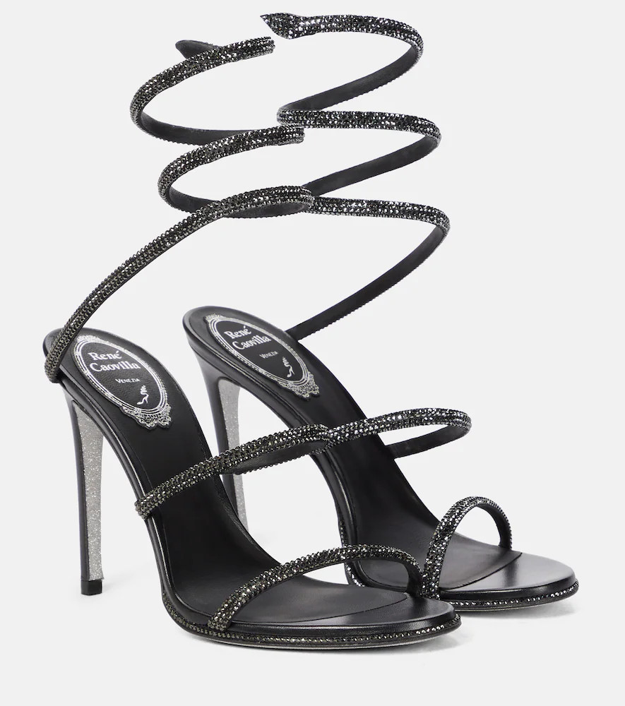 Rene Caovilla Cleo embellished leather sandals | Mytheresa (UK)